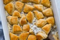 Biscuits and Gravy Breakfast Casserole with Sausage