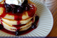 Fluffy Blueberry Pancakes with Homemade Blueberry Syrup Recipe