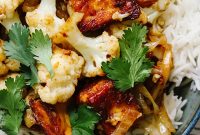 Spicy Cumin Tofu & Cauliflower Stir-Fry with Garlic Chickpeas