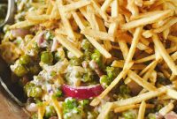 Creamy Pea Salad with Bacon and Red Onion