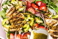 Strawberry and Poppy Seed Chicken Salad with Mixed Greens