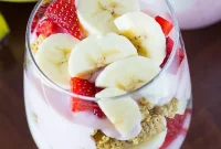 Strawberry Banana Yogurt Parfaits Recipe with Granola Layers
