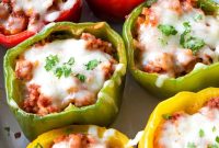 Cheesy Beef and Rice Stuffed Peppers Recipe