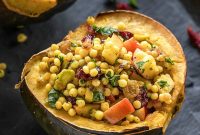 Israeli Couscous-Stuffed Acorn Squash with Herbs and Feta
