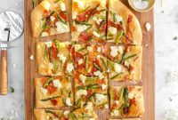 Asparagus, Caramelized Onion & Prosciutto Flatbread with Goat Cheese