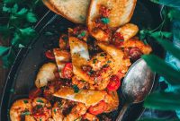 Crispy Halloumi Shrimp Saganaki with Tomato and Feta