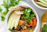 Creamy Sweet Potato Tortilla Soup with Crispy Tortilla Strips