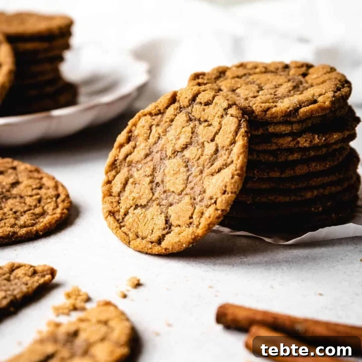 stack of brown sugar cookies with a cookie leaning against the stack