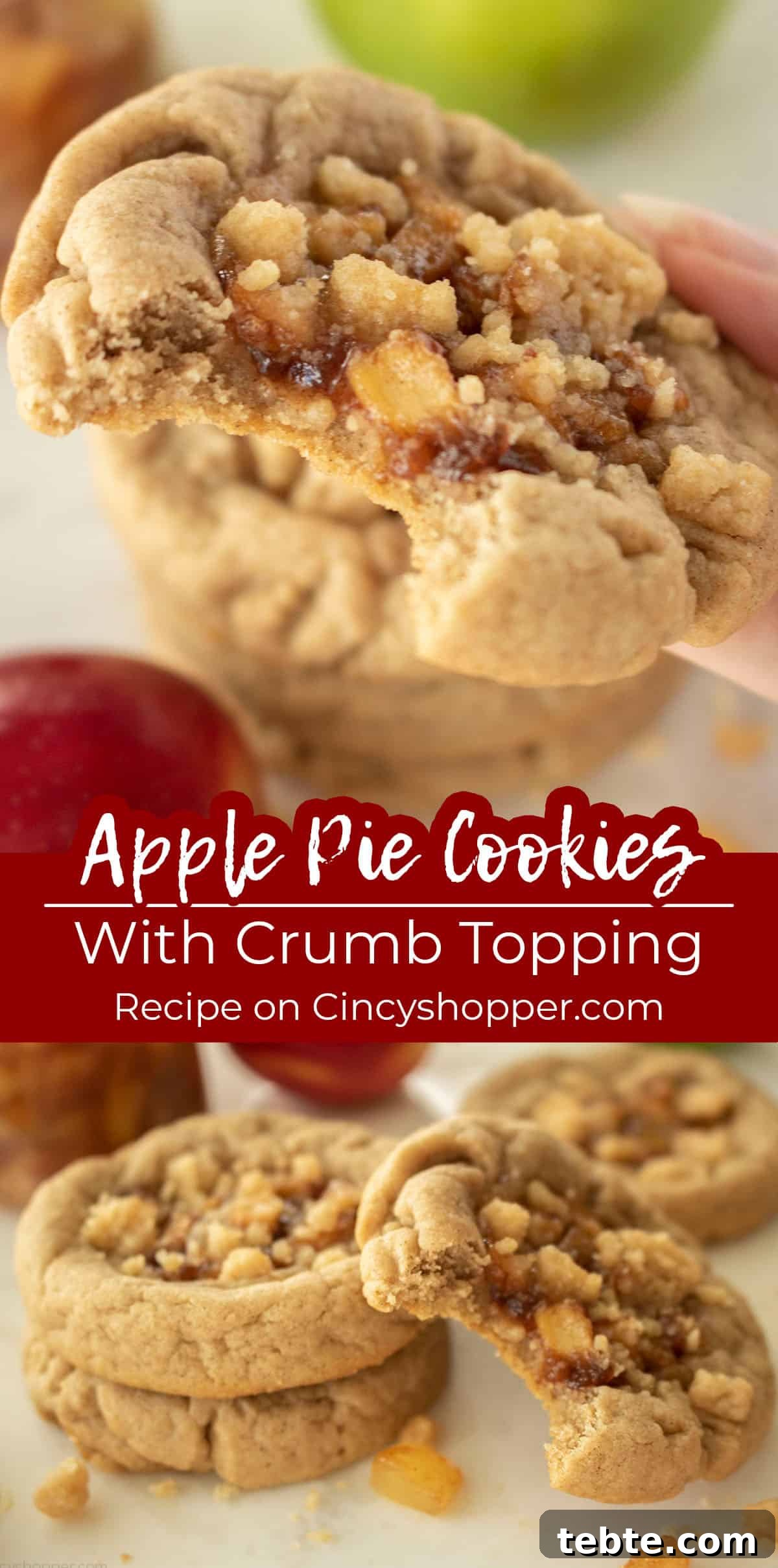 Apple Pie Cookie Recipe: Crispy, Cinnamon-Sugar Bites 16 Long pin collage Apple Pie Cookies with crumb topping