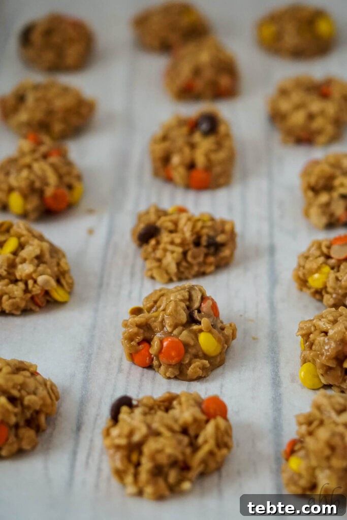 No-Bake Rice Krispies Cookies Recipe — Quick Treats in Minutes 8 A tray full of Rice Krispies No Bake Cookies cools.