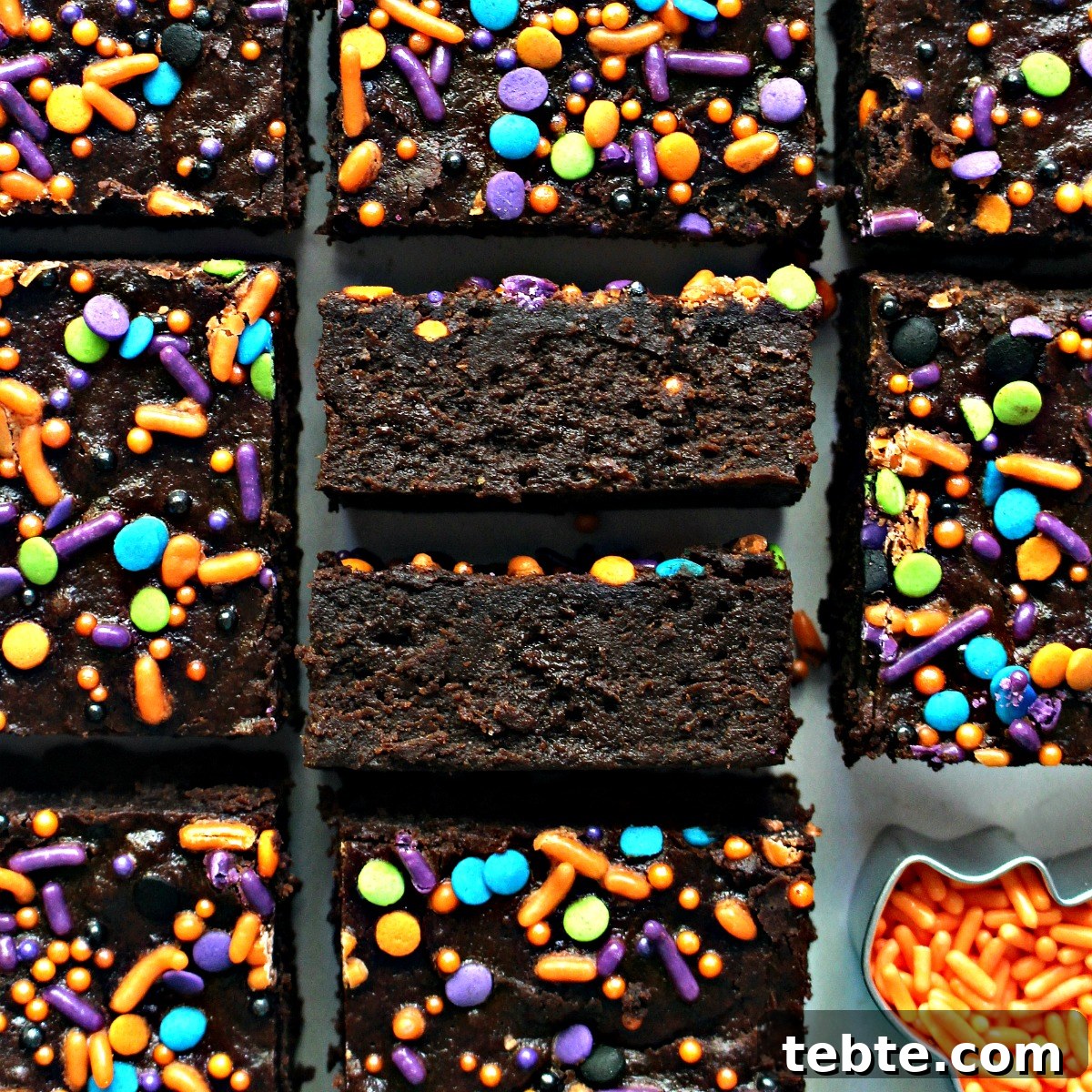 Pumpkin Fudge Brownies with Warm Spices and Gooey Center 6 Closeup of cut brownie edges.