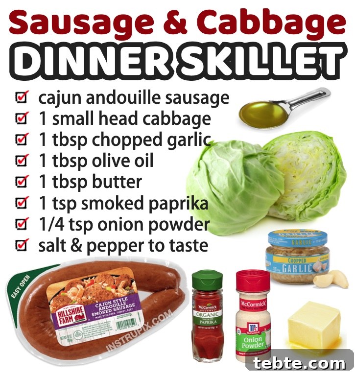 Sausage and Cabbage Skillet Dinner Recipe for Quick Weeknights 3 Last minute keto meal! This sausage and cabbage dinner skillet is super quick and easy to make in just one pan! It's perfect for serving two people, plus it's low carb and keto friendly! A great last minute cheap dinner idea for busy weeknights.