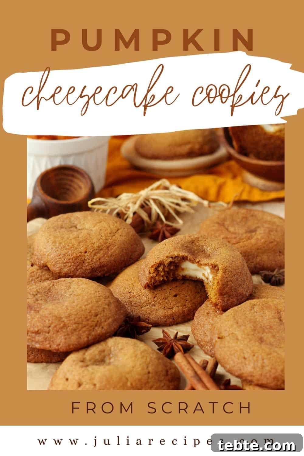 Pumpkin Cheesecake Cookies Recipe — Soft, Creamy Fall Treat 29 pin image for pumpkin cookies