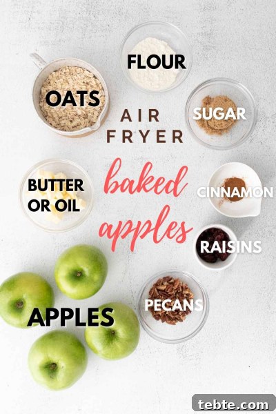 Crispy Air Fryer Baked Apples with Cinnamon and Honey 3 Air Fryer Baked Apples ingredients