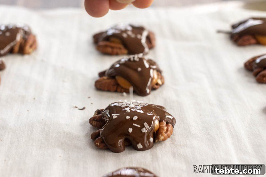 Chewy Pecan Caramel Candies Recipe for Homemade Treats 8 salt added on top