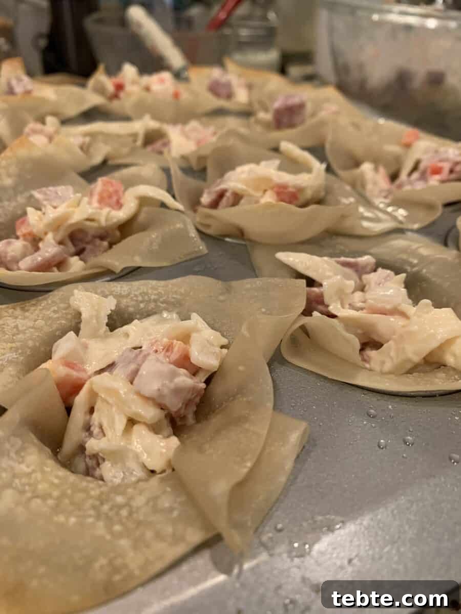 Crispy Pork Wonton Stars: Bite-Sized Appetizer Recipe 5 Raw ingredients in mini-muffin cups