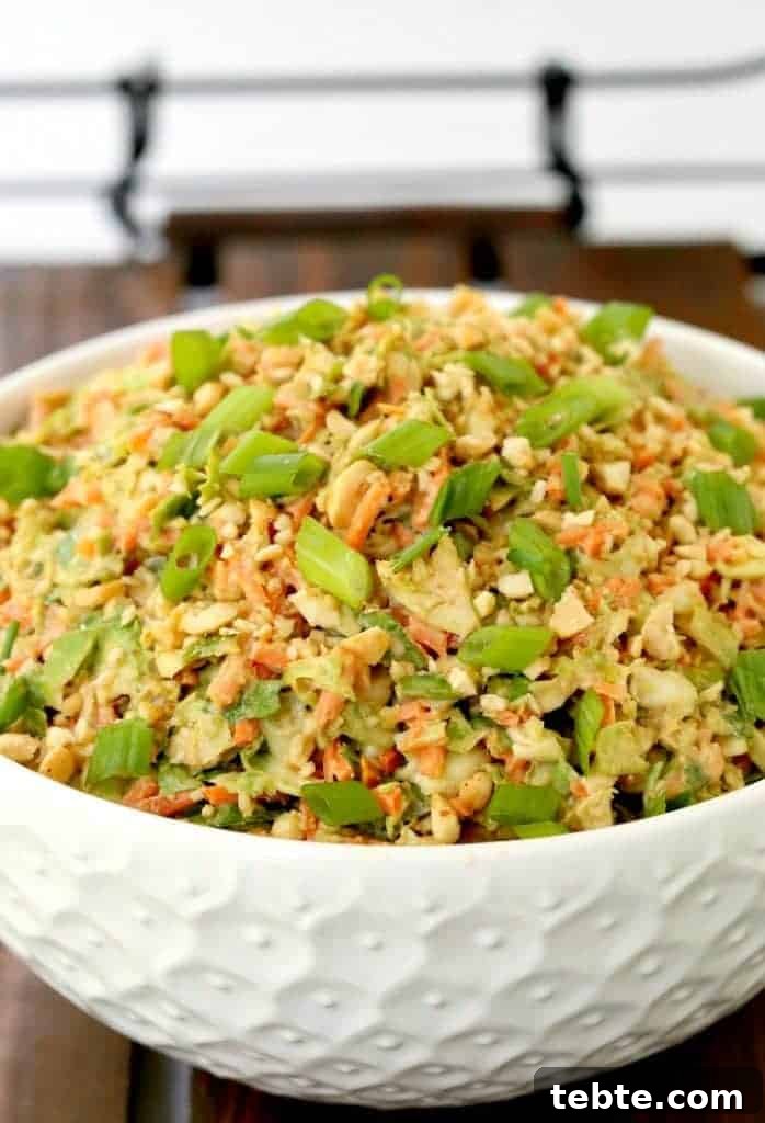 Delicious Vegetables Even Picky Eaters Will Love 4 Thai Peanut Brussels Sprouts Slaw in basket