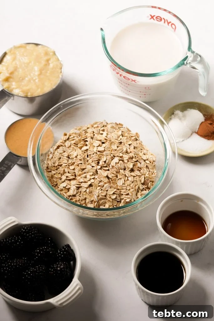 Blackberry Oat Bake with Oats and Warm Berry Filling 4 blackberry oatmeal bake ingredients