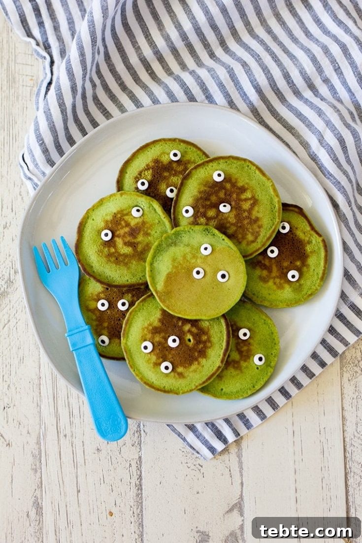 Halloween Monster Pancakes with Spinach