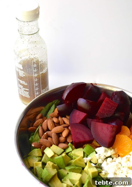 Fresh beet salad ingredients