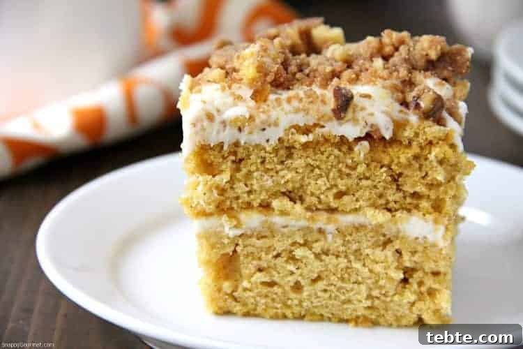 Pumpkin Crunch Cake - pumpkin cake recipe and easy fall dessert Pumpkin Crunk Cake closeup