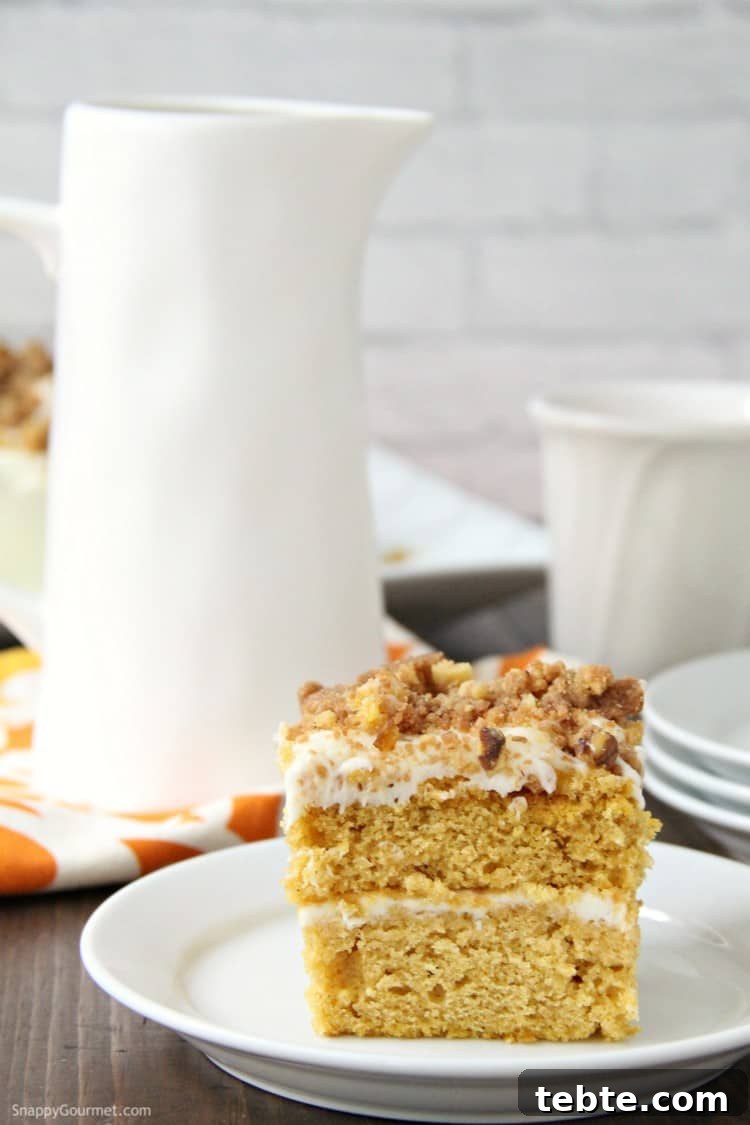 Pumpkin Crunch Cake - easy layered pumpkin cake recipe Pumpkin Crunch Cake with pitcher