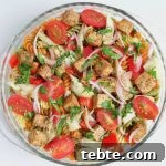 Balsamic Pasta Salad with Tofu in Glass Bowl
