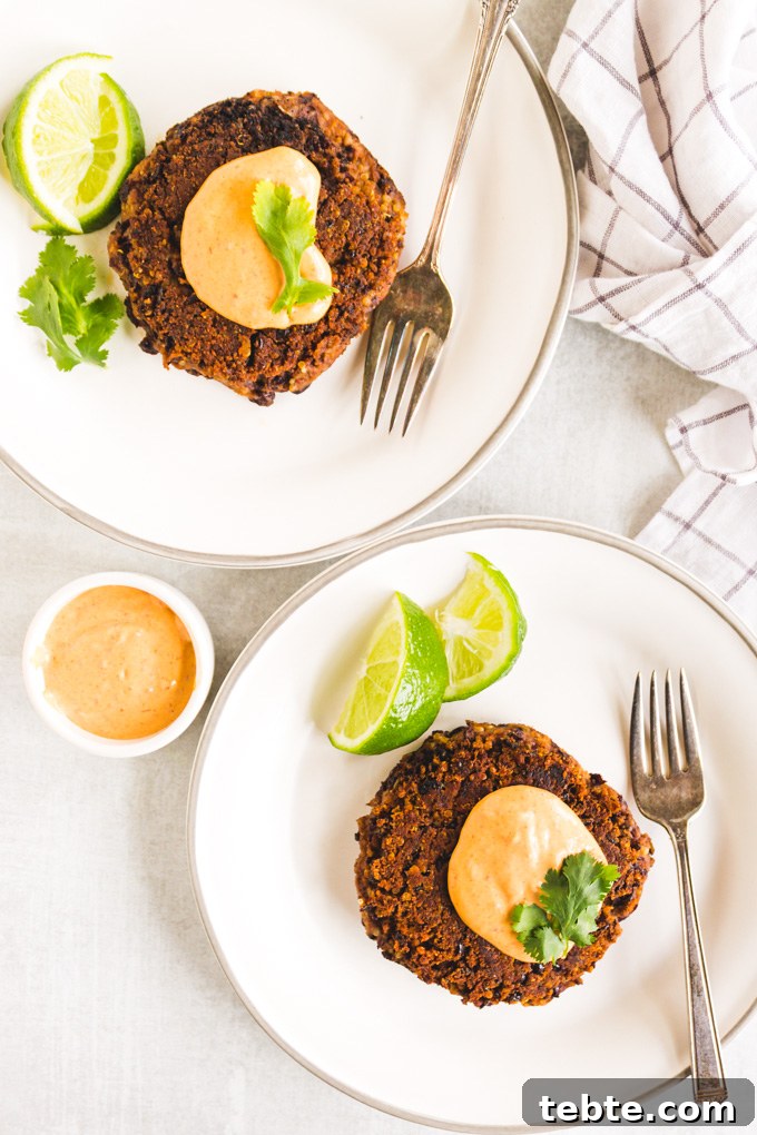 Chipotle Black Bean Burgers stacked