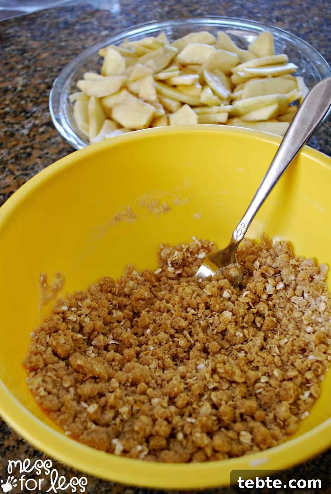 making crumble for apple crisp
