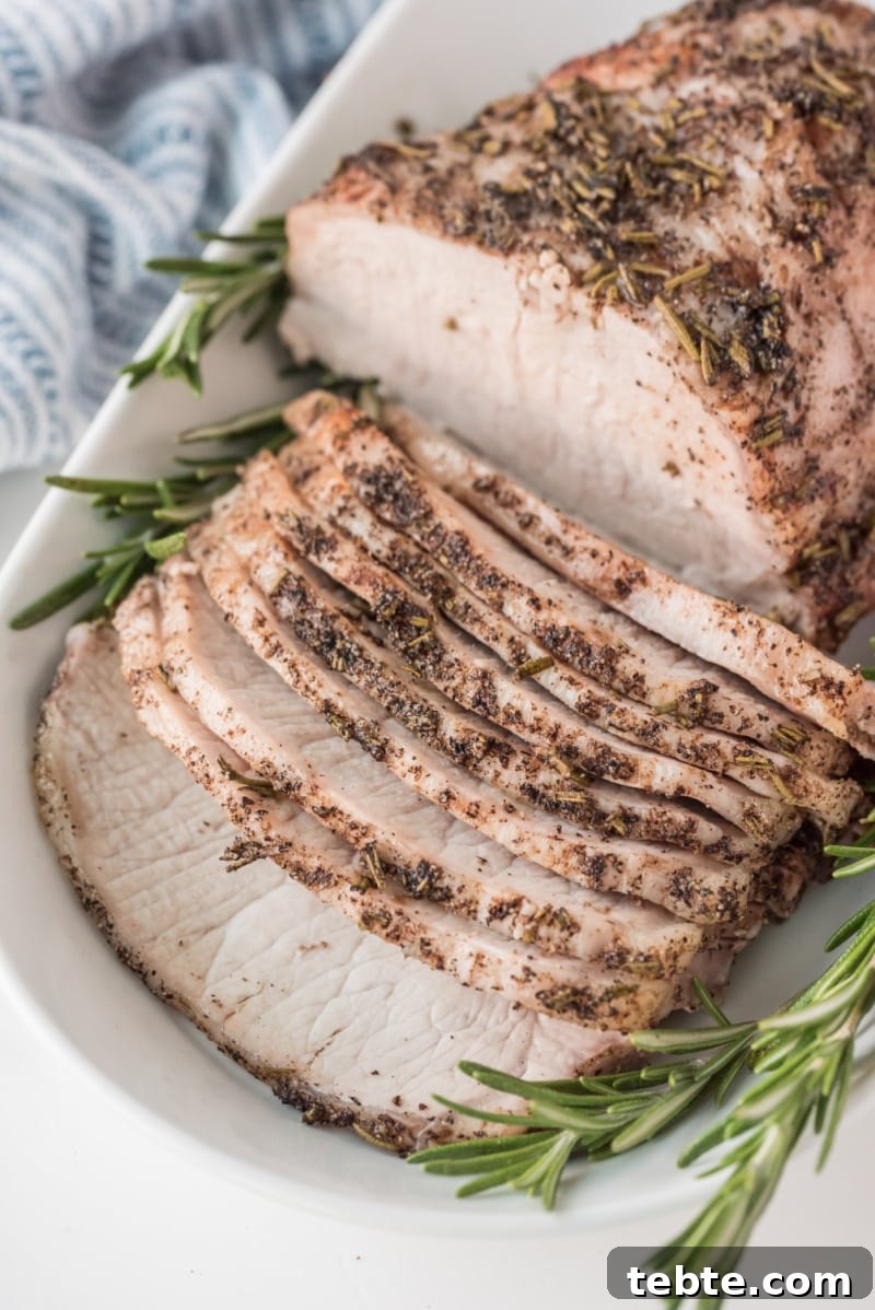Rosemary Pork Roast sliced rosemary pork roast