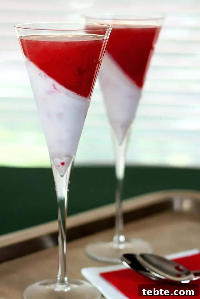 Strawberry Ricotta Gelato Fizz: Sparkling Summer Dessert Recipe 2 Strawberry Gelato Ricotta Fizz in Champagne Glasses