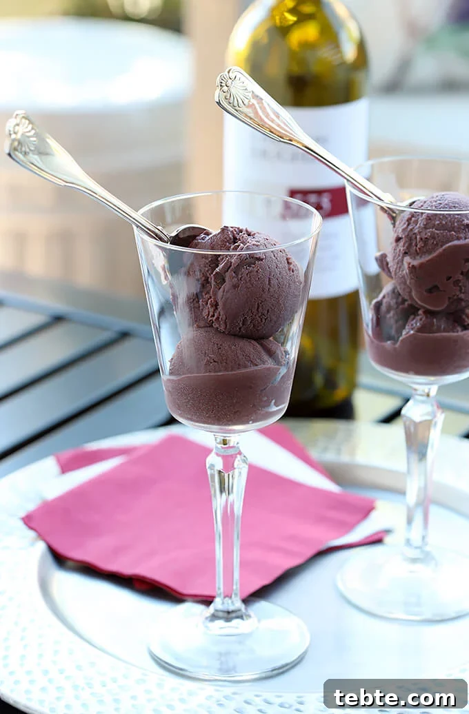 Strawberry Ricotta Gelato Fizz: Sparkling Summer Dessert Recipe 3 Cabernet Gelato with Chocolate Shards on Silver Tray