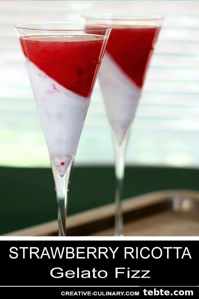 Strawberry Ricotta Gelato Fizz: Sparkling Summer Dessert Recipe 5 Strawberry Gelato Ricotta Fizz in Champagne Glasses