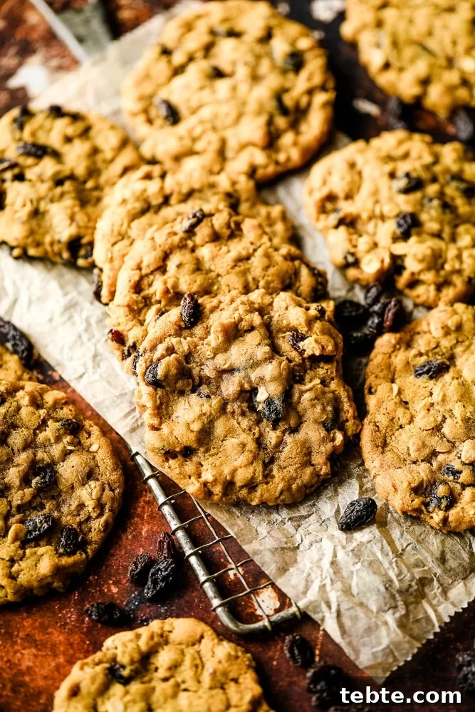 lots of cookies on cooling rack with some raisins around it
