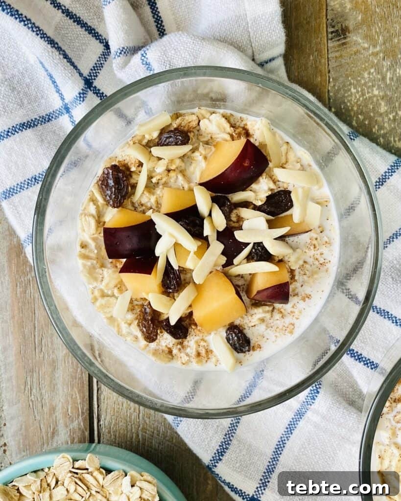 Overnight Oats Recipe + 10 Flavor Ideas for a Quick Breakfast 7 overnight oats with plums raisins and almonds