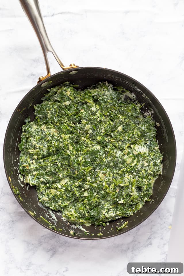 Lighter Creamed Spinach Recipe: Rich Flavor, Fewer Calories 4 Healthy Creamed Spinach Recipe in Pan