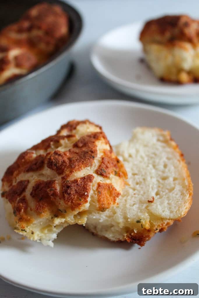 Gluten-Free Dairy-Free Parmesan-Style Pull-Apart Rolls 2 sliced in half gluten free parmesan rolls.