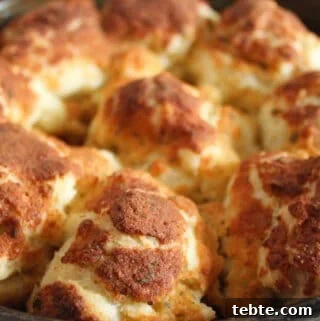 Gluten-Free Dairy-Free Parmesan-Style Pull-Apart Rolls 9 up close shot of gluten free parmesan rolls in a baking pan.