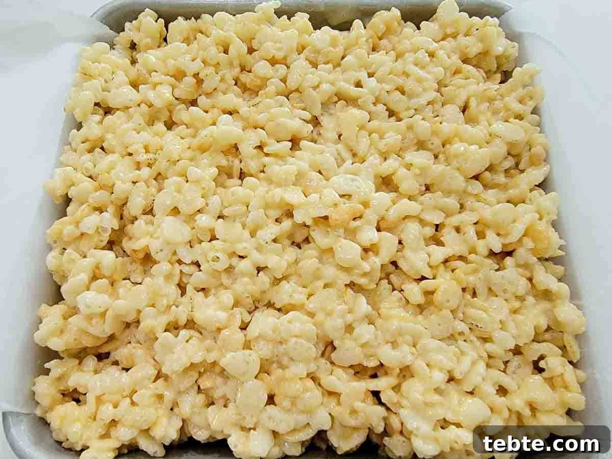 Small-Batch Rice Krispie Treats Recipe 7 rice Krispie Treats pressed into a 6 inch cake pan.