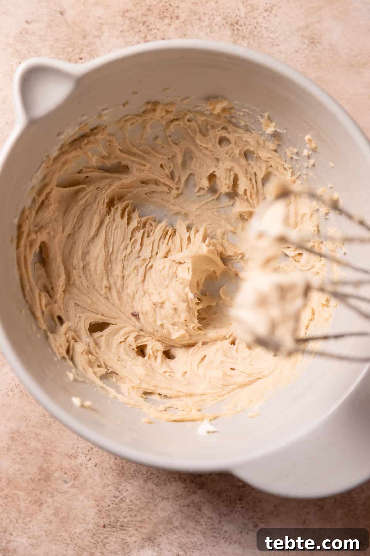 creamed butter and sugar in a mixing bowl.