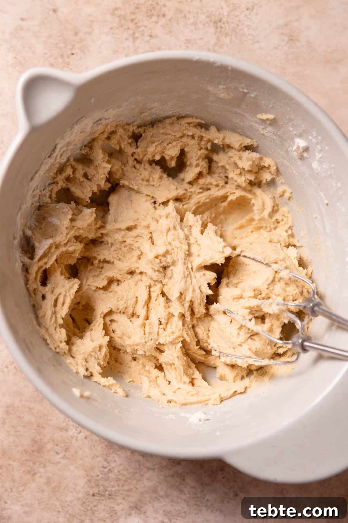 brown sugar cookie dough in a mixing bowl.