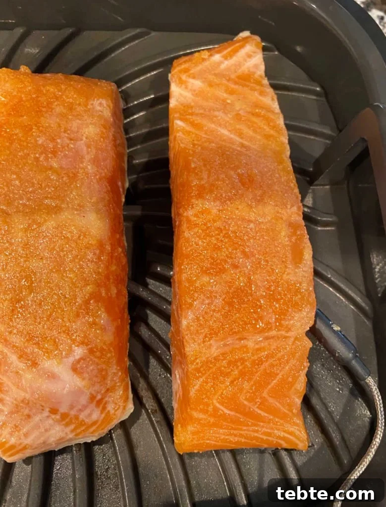salmon skin side down on ninja foodi grill