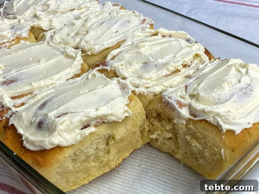 Classic Old-Fashioned Cinnamon Rolls Recipe for Soft, Gooey Buns 3 Baking pan of ermine frosted giant homemade cinnamon rolls