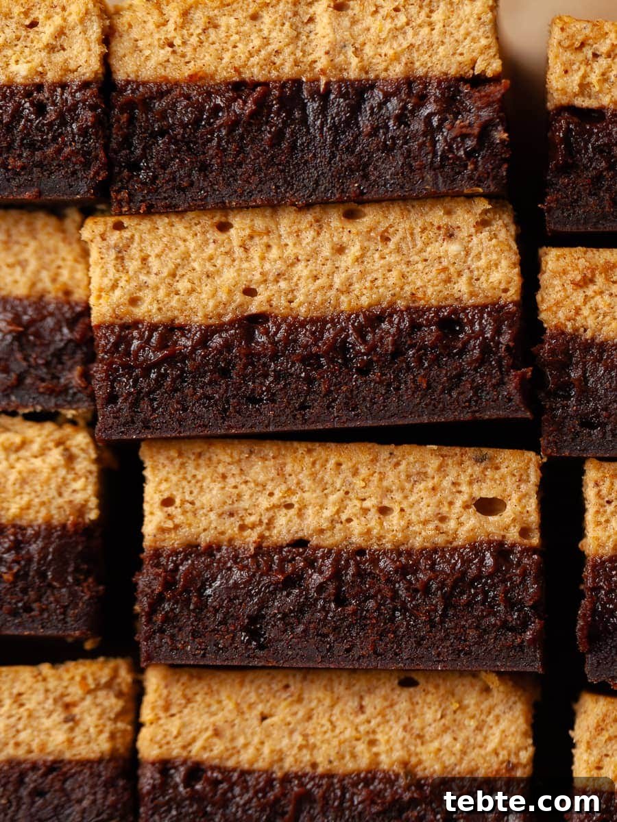 Gluten-Free Pumpkin Cheesecake Brownies Recipe for Fall Baking 4 a stack of gluten free pumpkin cheesecake brownies