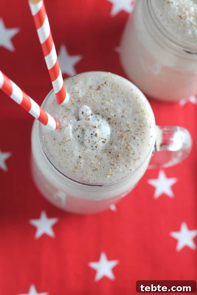 Gingerbread Smoothie Recipe: Spiced Holiday Breakfast Drink 3 a shot of the gingerbread christmas smoothie from above showing the gingerbread spices on top