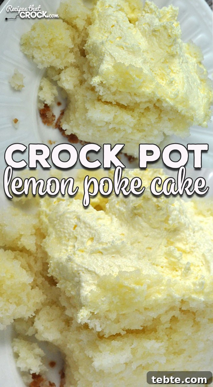 Crock Pot Lemon Poke Cake - ready to serve