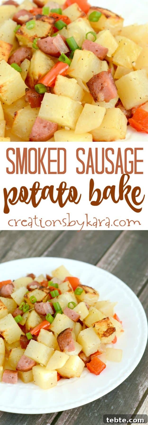 smoked sausage and potato bake pinterest collage