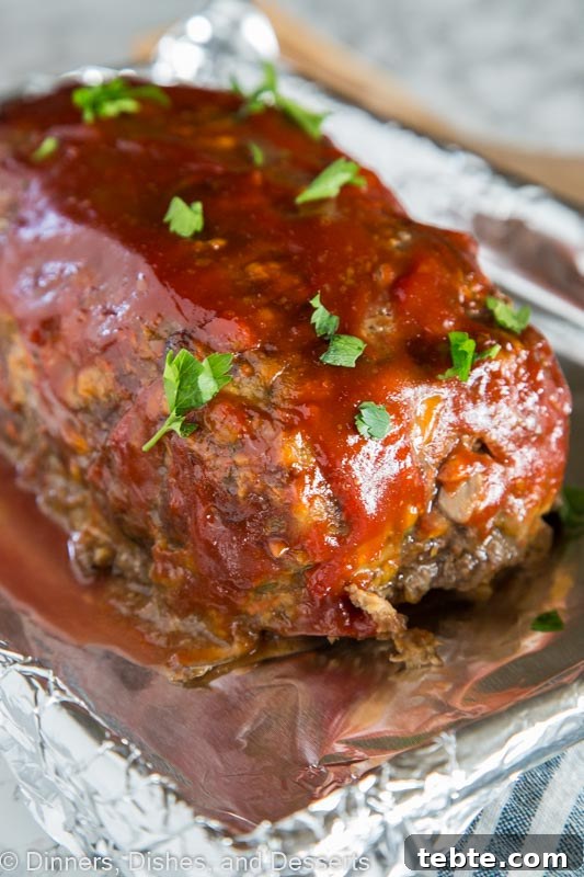 Classic Comfort Meatloaf Recipe with Savory Glaze 5 A close up of food, with Meatloaf and Dinner