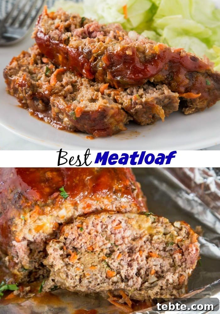 Classic Comfort Meatloaf Recipe with Savory Glaze 6 A close up of a plate of food, with Meatloaf and Dinner