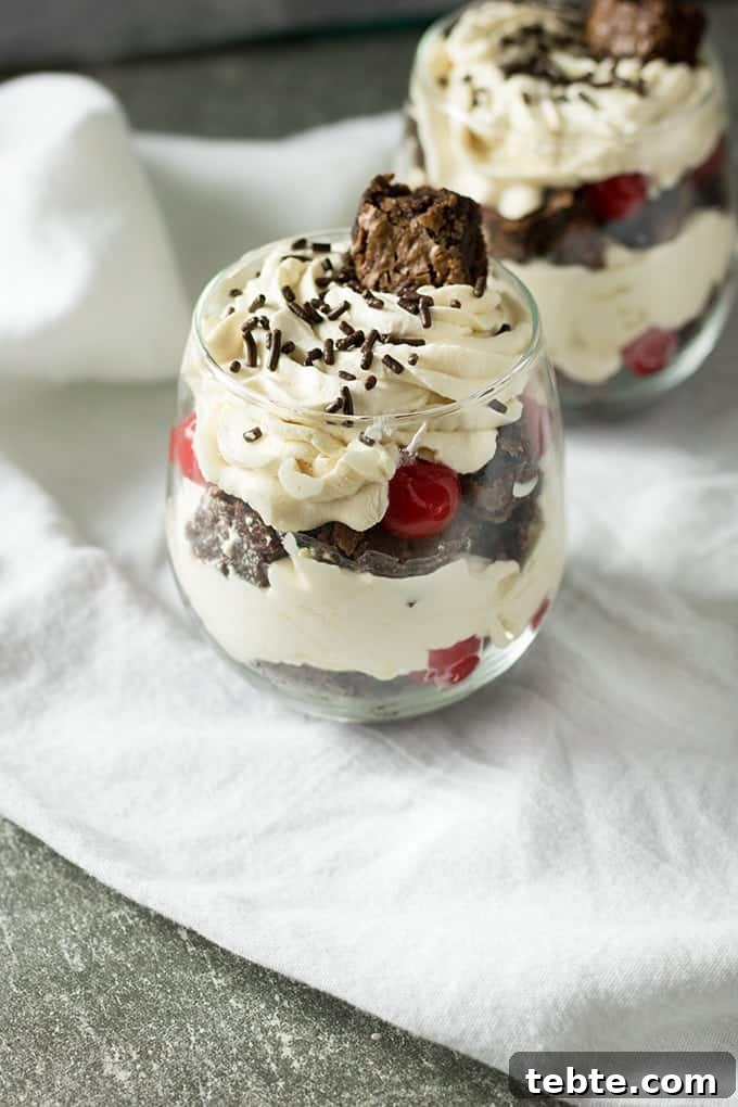 Irish Cream Brownie Parfaits Recipe — Decadent Layered Dessert 2 brownie parfait with irish cream whipped cream